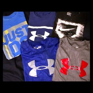 Lot of 5 Nike and UA boys L shirts